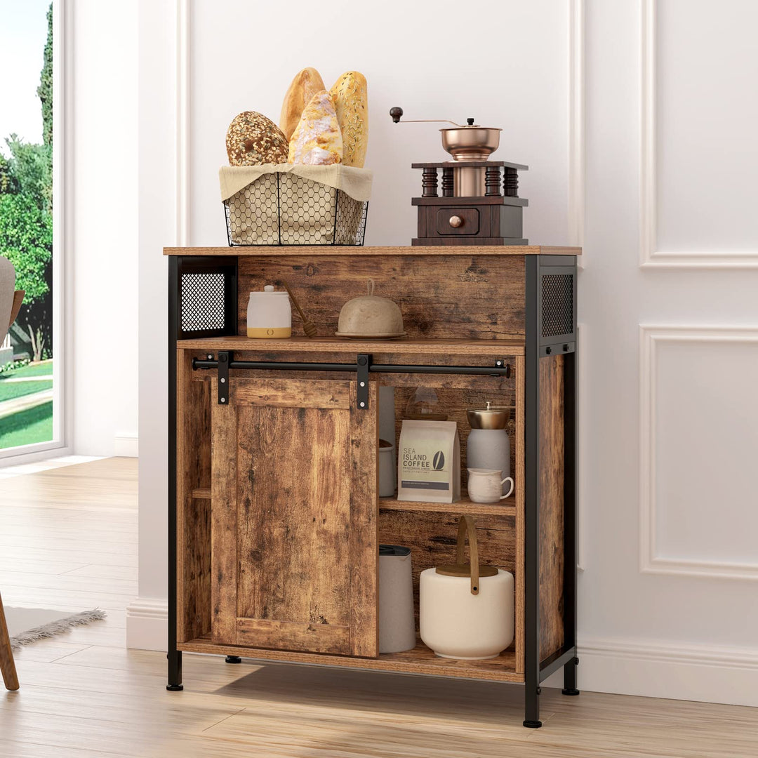 soges Barn Door Storage Cabinet Farmhouse Storage Sideboard with Sliding Door - Diamond Home USA