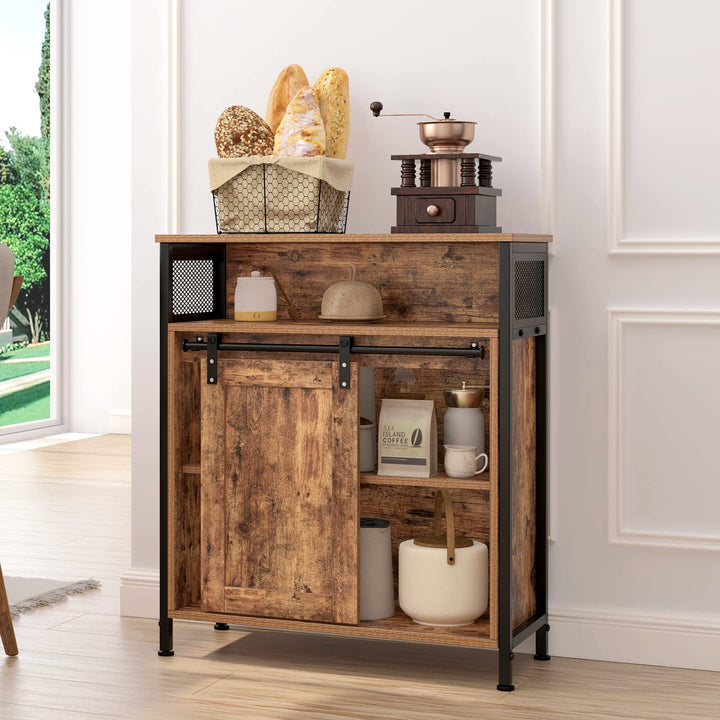 soges Barn Door Storage Cabinet Farmhouse Storage Sideboard with Sliding Door - Diamond Home USA