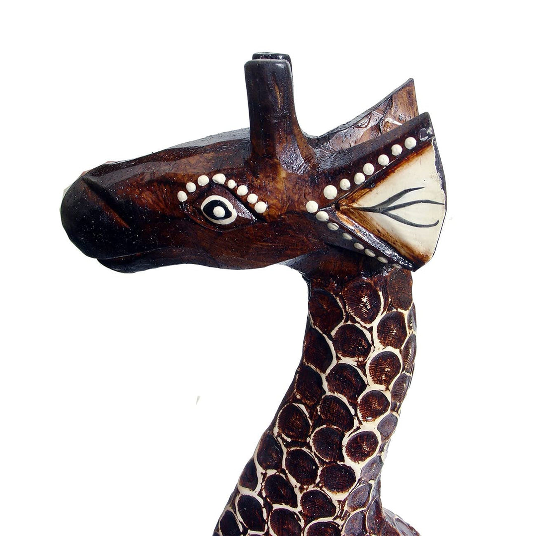 Stoneage Arts Handmade 8-Inch Wooden Giraffe Statue (Indonesia) - Diamond Home USA