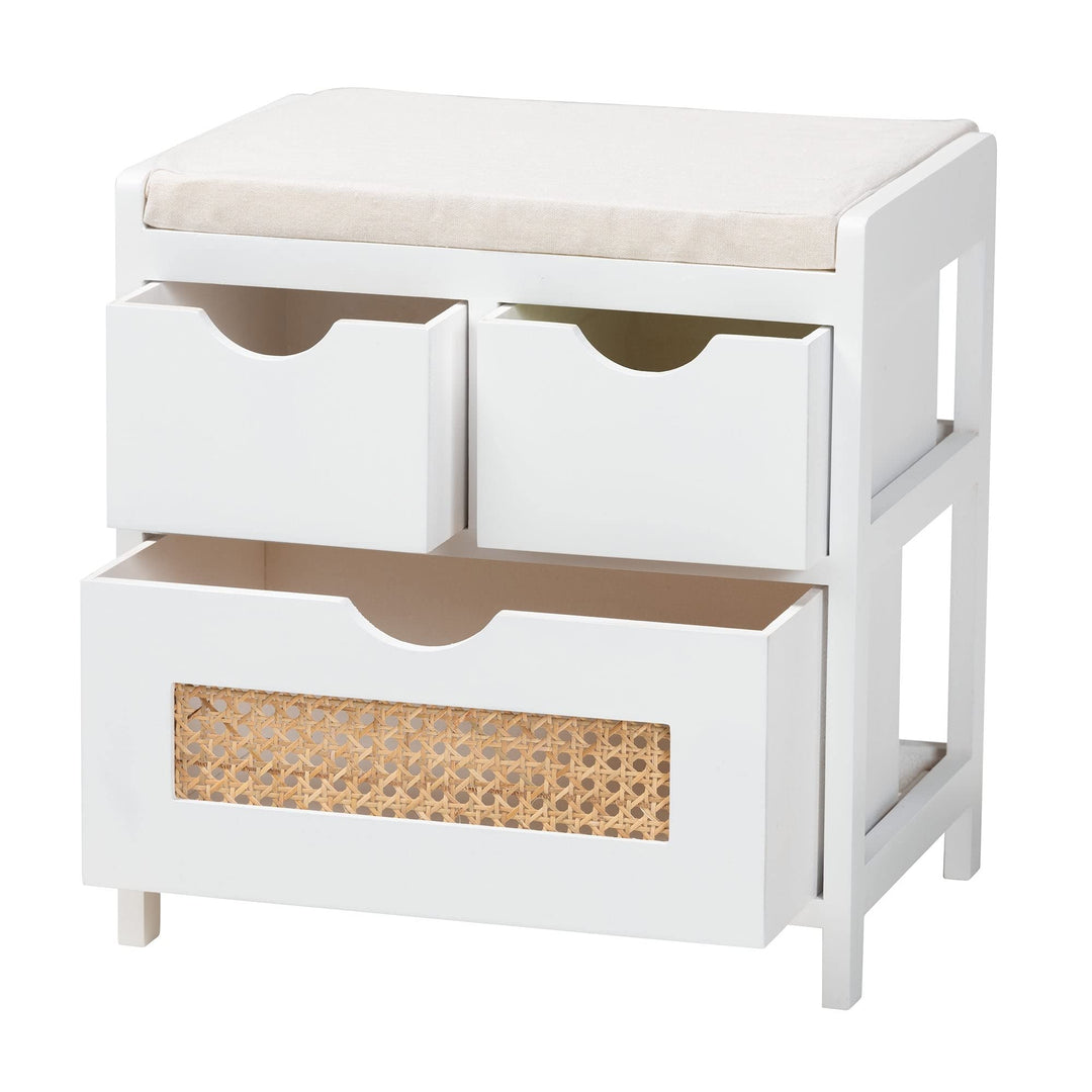 Modern and Contemporary Light Beige Fabric White Finished Wood 3-Drawer - Diamond Home USA