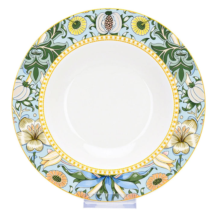 Durx-litecrete Garden Bone China Dinnerware Set of 24 for 6 Blue Floral Casual - Diamond Home USA