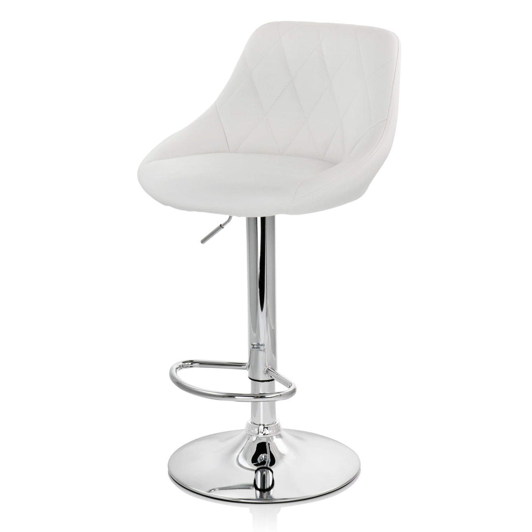 Diamond Leather Modern Bar Stool White Adjustable Swivel Base Set of 2 - Diamond Home USA