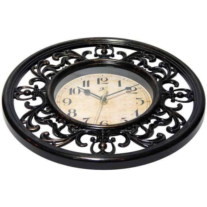 12-inch Round Clock Brown Glass Resin Clear Display Second Hand - Diamond Home USA