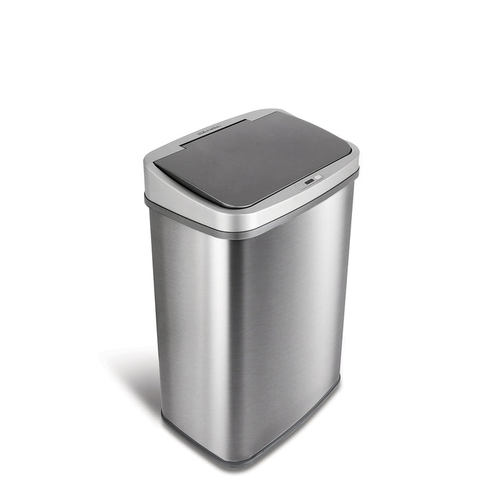 NINESTARS DZT-50-28BR Automatic Touchless Motion Sensor Oval Trash Can Black Top