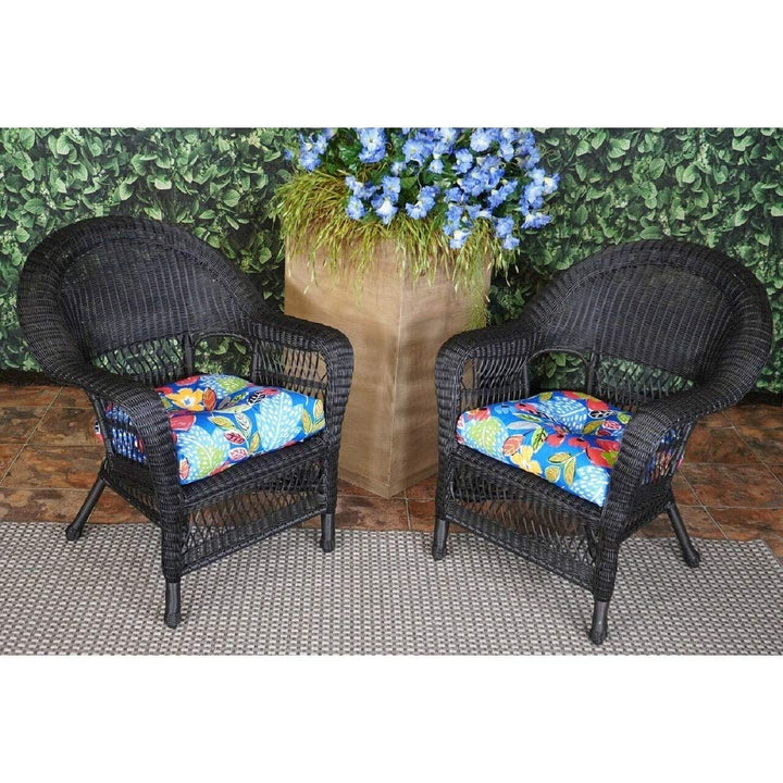 Outdoor Seat Cushion Cobalt Single U Set of 2 19x19 Multi Color Floral Polyester - Diamond Home USA