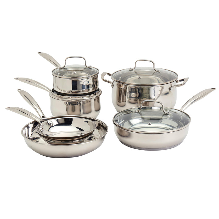 10pc Stainless Steel Cookware Set Silver 10 Piece
