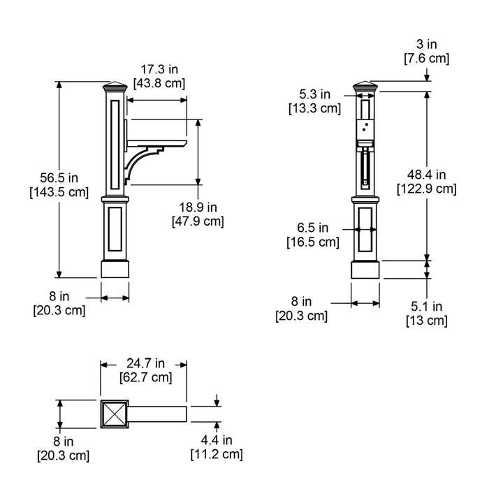 Mayne 5813-W Newport Plus Mail Post 25x8 White - Diamond Home USA