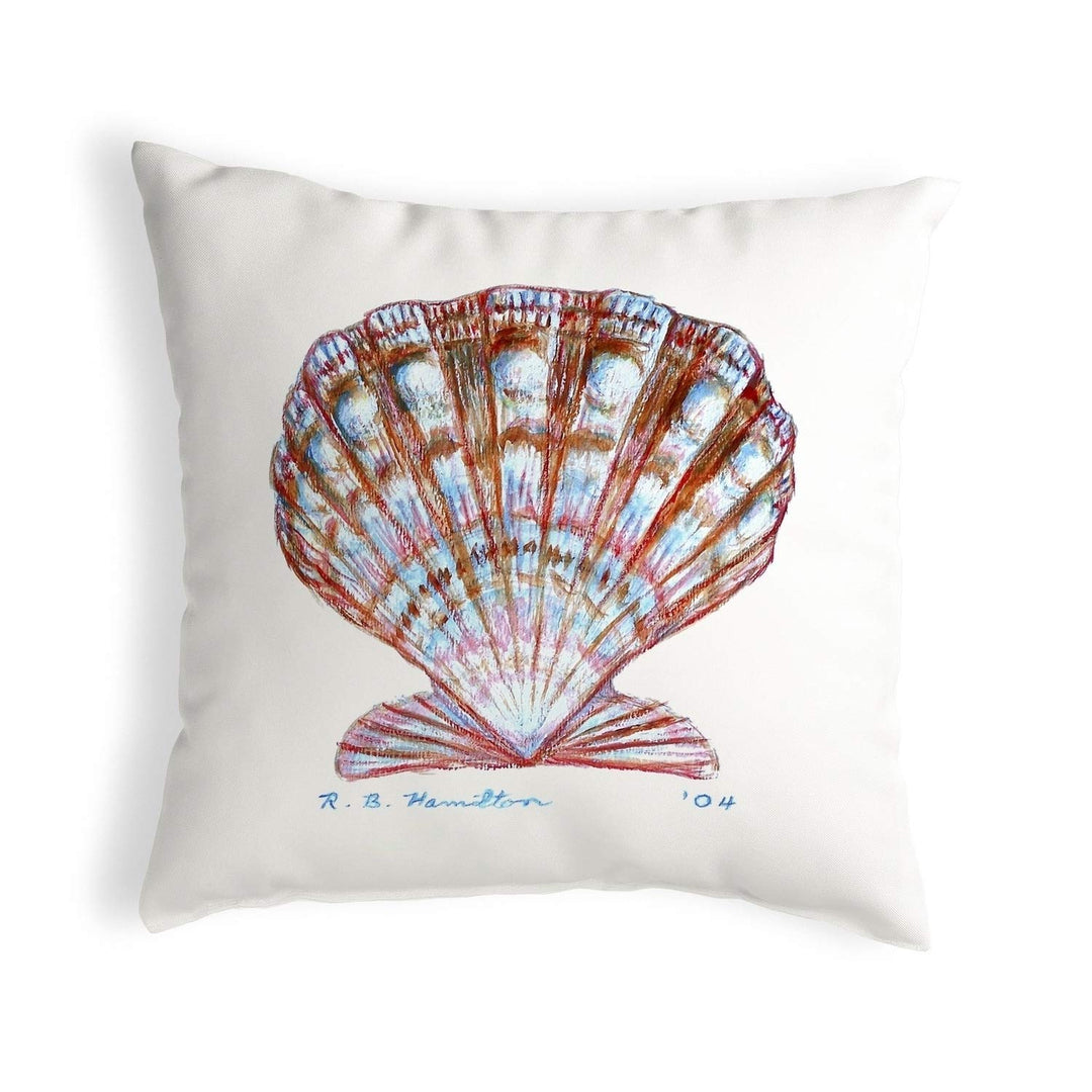 Scallop Shell Small No-Cord Pillow 12x12 Multi Color Graphic Print Nautical