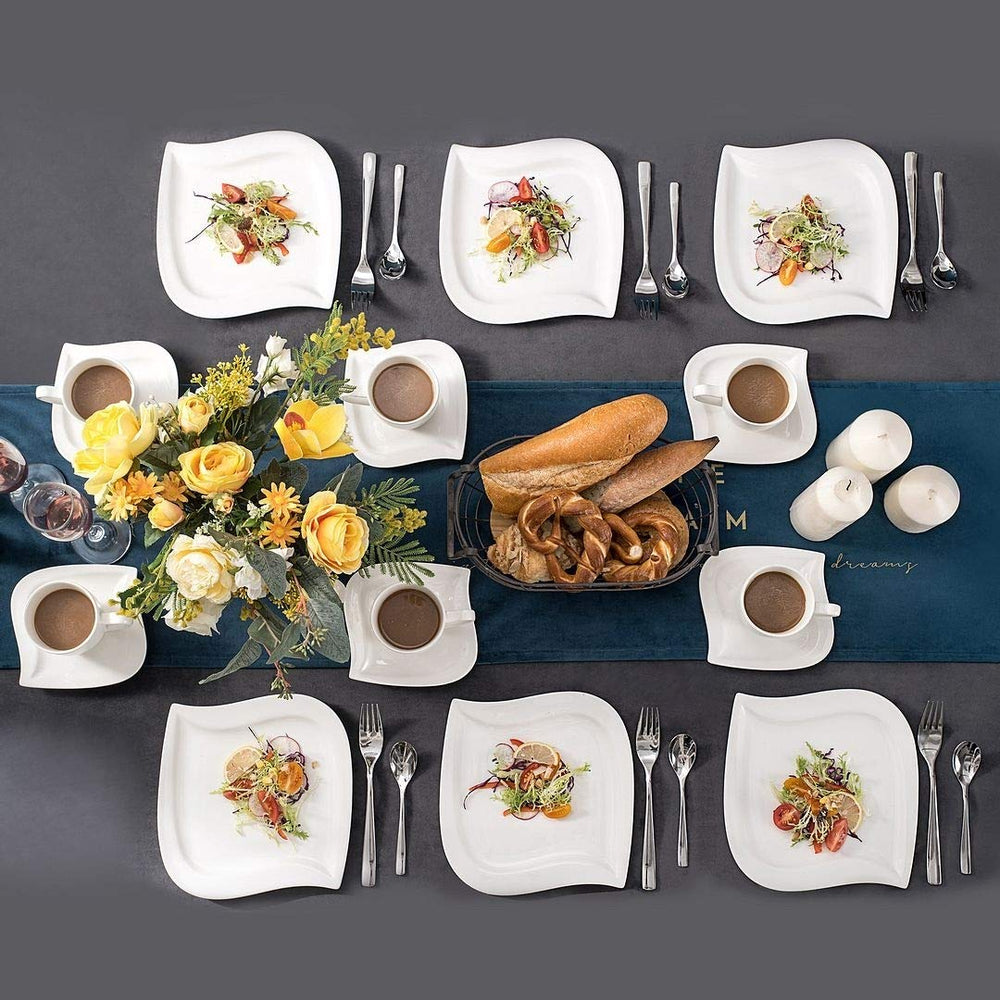 18-piece Dessert Service For 6 White Textured Casual Round Ceramic 18 Piece - Diamond Home USA