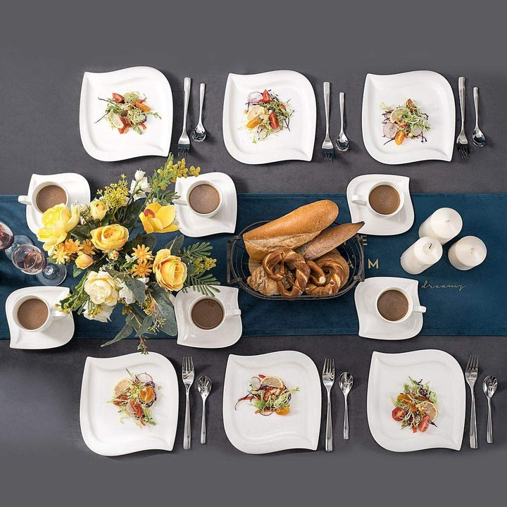 18-piece Dessert Service For 6 White Textured Casual Round Ceramic 18 Piece - Diamond Home USA