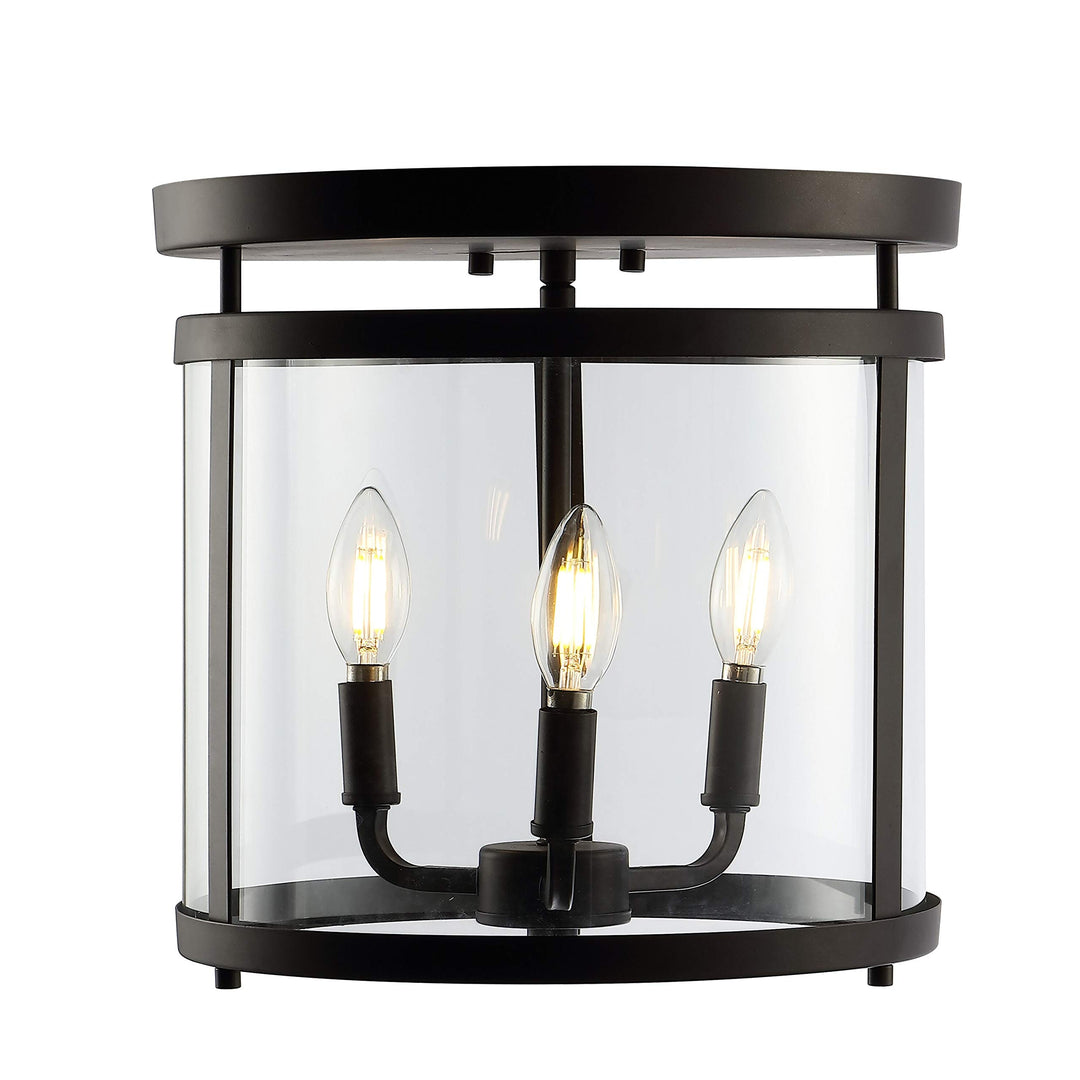 Farmhouse 12.5" 3-light Metal/glass Rustic Vintage Led Flush Mount Oil Rubbed - Diamond Home USA