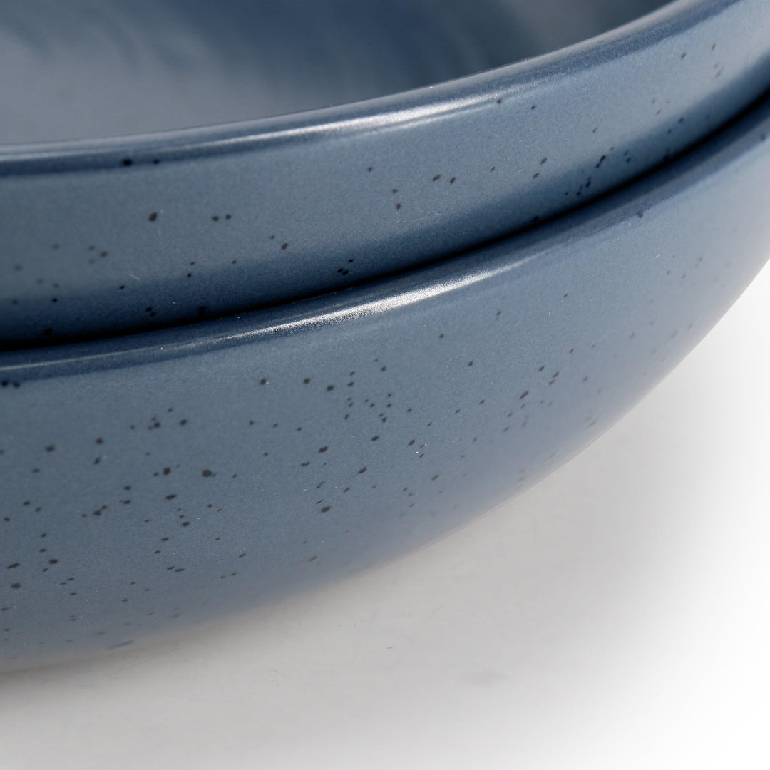 Bee and Willow 2 Piece 10 Inch Round Stoneware Serving Bowl Set in Speckled Blue - Diamond Home USA