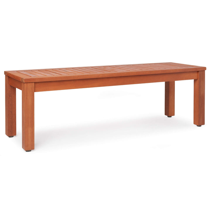 Eucalyptus Backless Patio Bench Natural Mid-Century Modern 100% Fsc Wood Water - Diamond Home USA