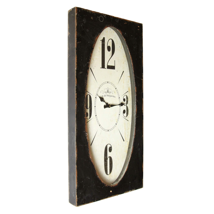 Home Decor Speakeasy Spokes Wall Clock Black White Transitional Rectangular - Diamond Home USA
