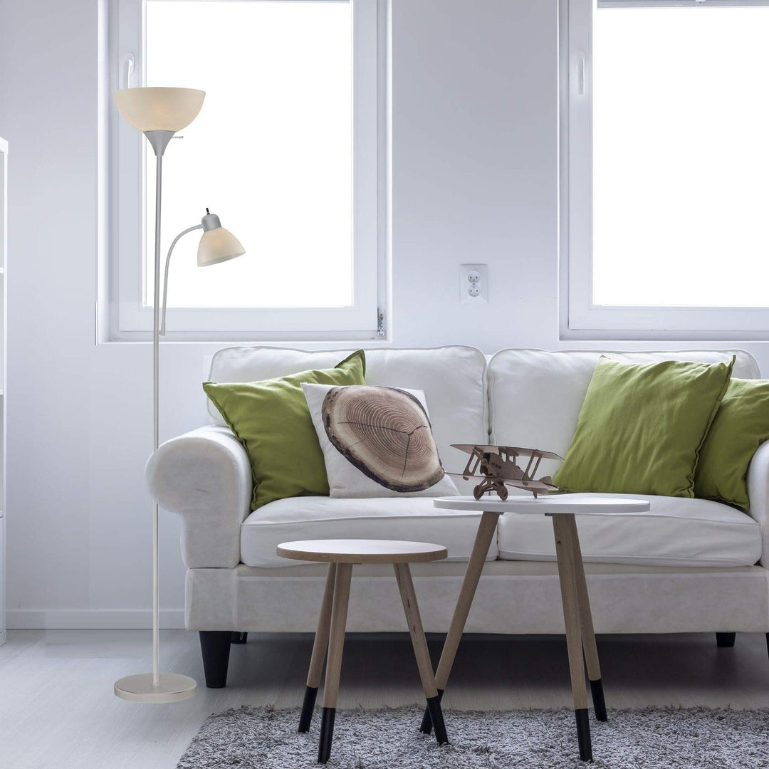 Adjustable Floor Lamp with Reading Light Accents (Silver) Grey Mid-Century - Diamond Home USA