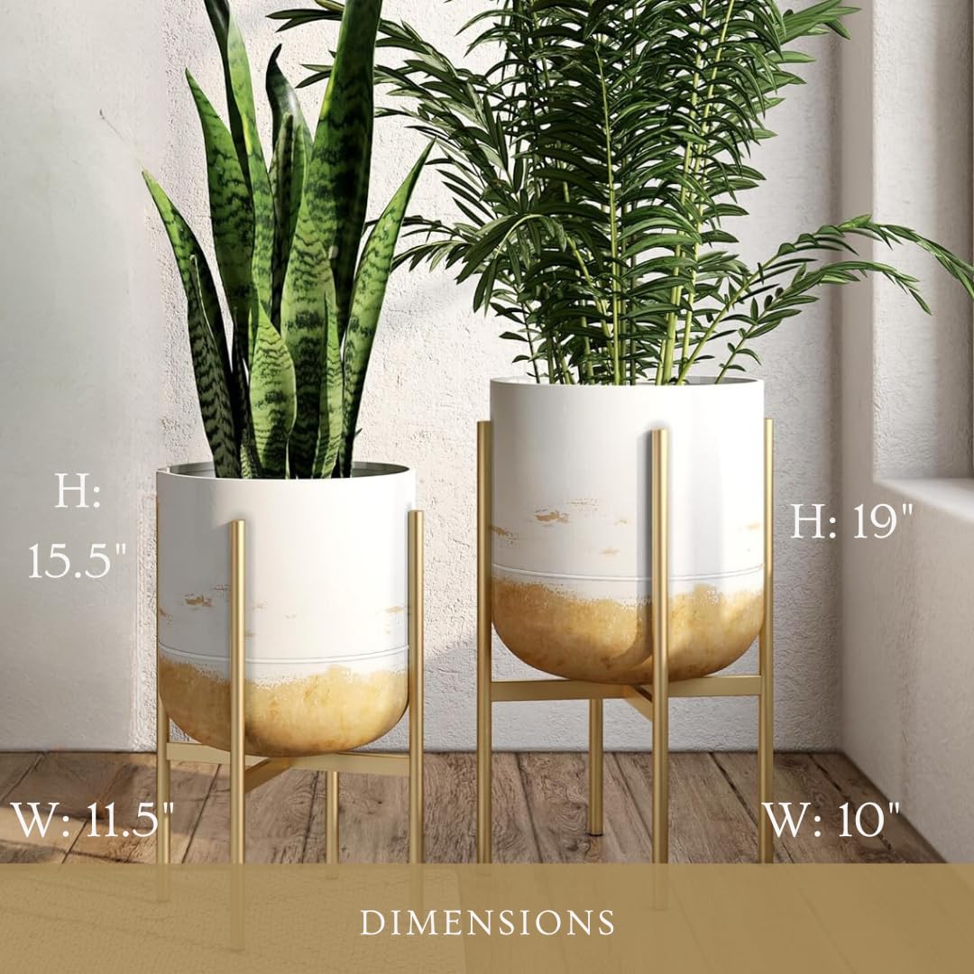 aspire home accents Paloma White and Beige Modern Indoor Planters Terracotta - Diamond Home USA