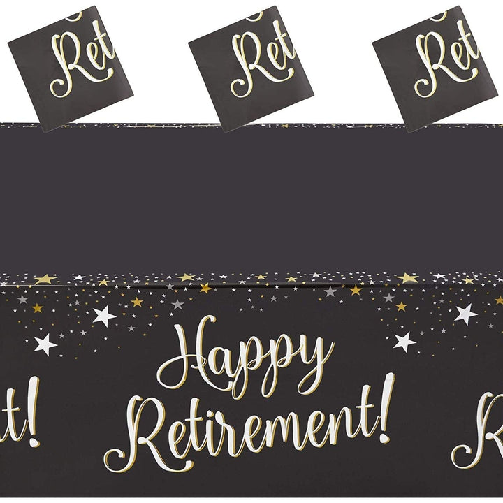 3 Rectangle Plastic Tablecloths Happy Retirement Party Table Covers 54" X