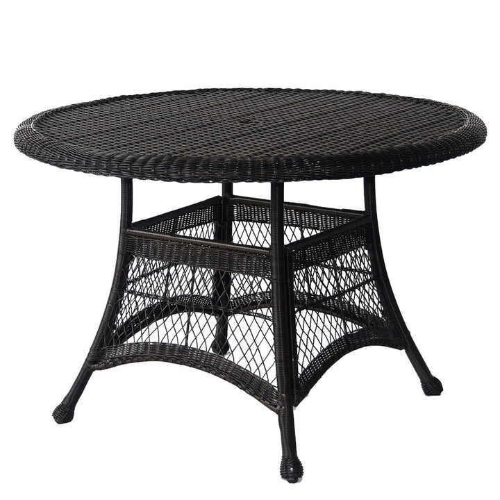 Jeco Wicker Round Dining Table 44" Black