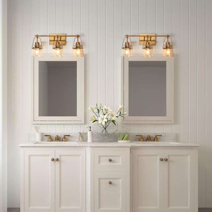 Mid-century Modern 3-light Electroplating Brass Clear Glass Bathroom Vanity - Diamond Home USA