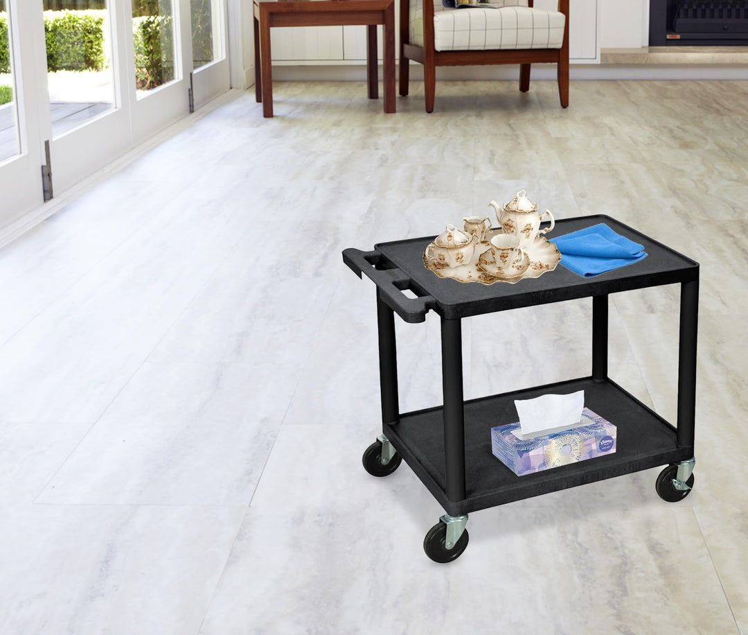 LUXOR LP26-B 26"H AV Cart with Two Shelves 300 lbs. Capacity Made of Recycled - Diamond Home USA