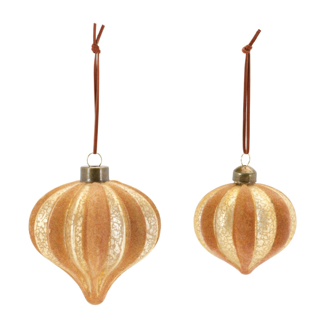 Ribbed Glass Onion Ornament (Set of 12) Brown - Diamond Home USA