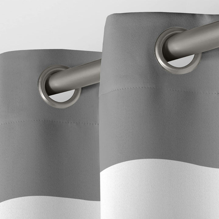 ATI Home Rugby Sateen Room Darkening Blackout Grommet Top Curtain Panel Pair