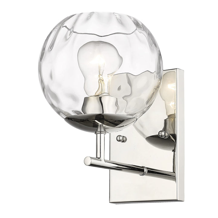 1-Light Polished Nickel Bath/Vanity Fixture W/Water Glass Silver Glam Modern - Diamond Home USA