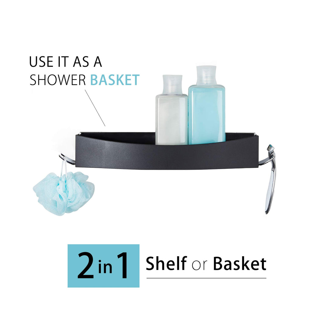 Better Living Products 15384 CLEVER Flip Shower Shelf Black and Chrome - Diamond Home USA