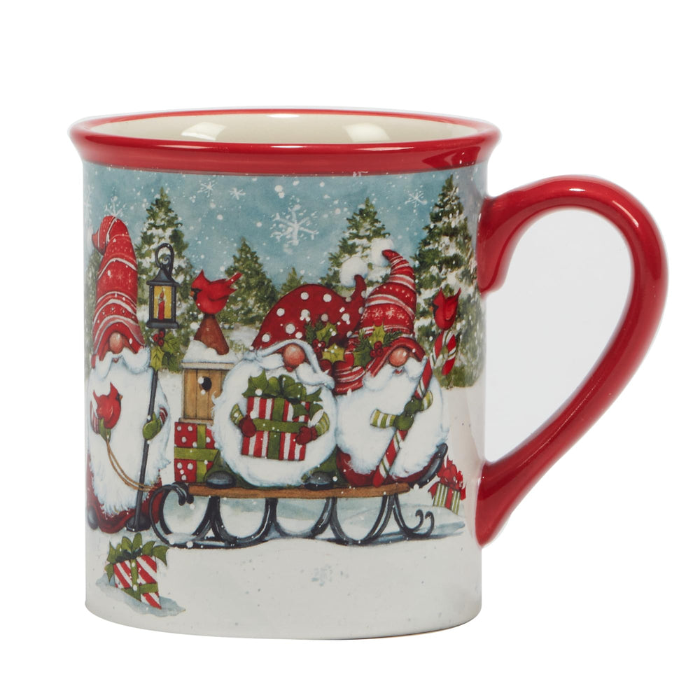 Certified International Christmas Gnomes 16 oz. ugs Set of 4 Assorted Designs - Diamond Home USA