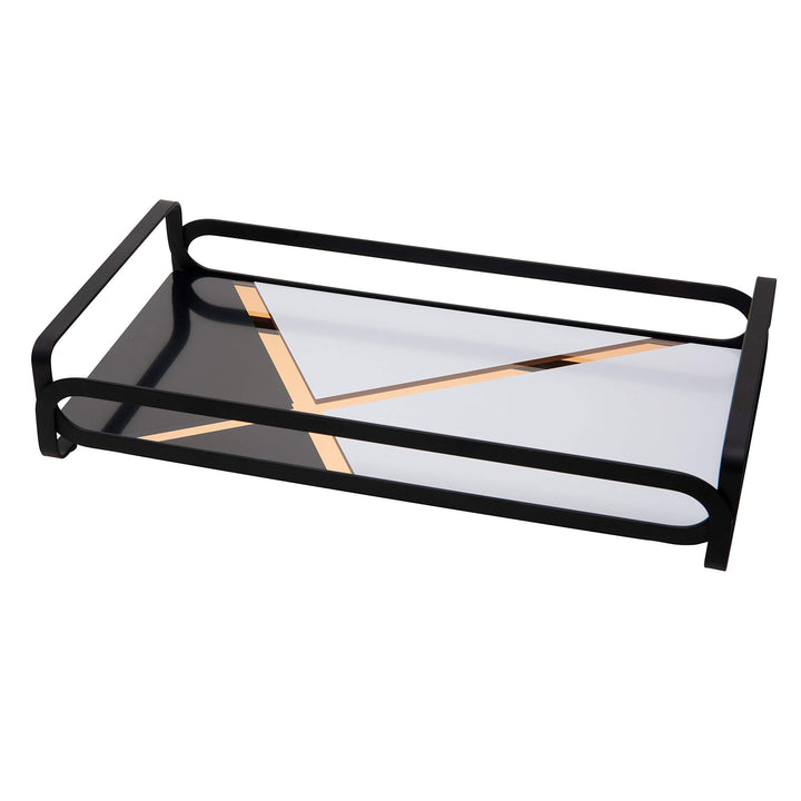 Home Details Color Block Vanity Tray in Matte Black 12.8"x 6.65"x 2.5" Steel