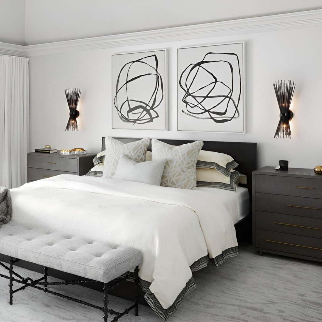 Pair of Spiked Wall Lights Black Sconces Gothic Modern Style (Set 2) Glam - Diamond Home USA