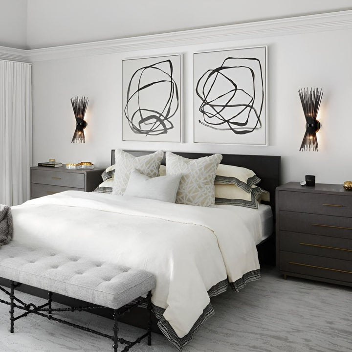 Pair of Spiked Wall Lights Black Sconces Gothic Modern Style (Set 2) Glam - Diamond Home USA