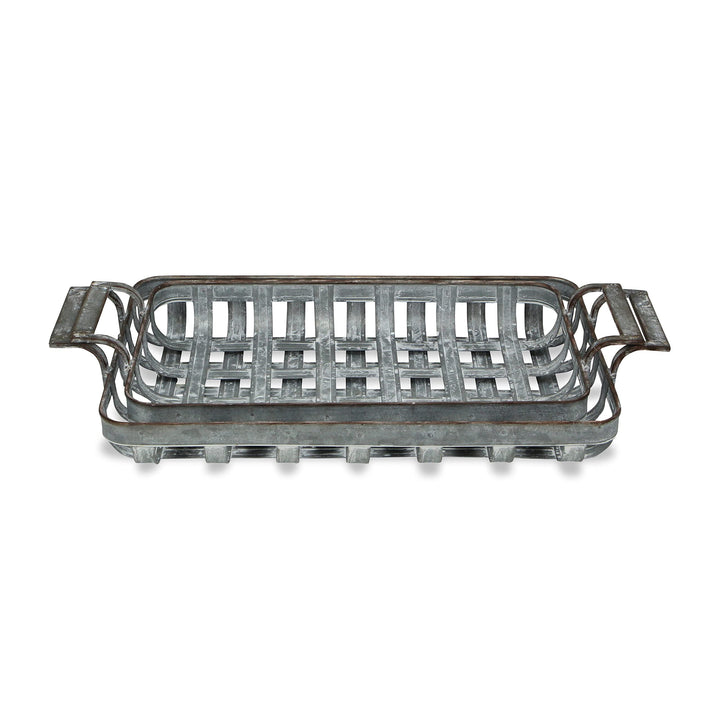 Cheungs Set of 2 Rectangular Woven Metal Side Handles Tray Gray - Diamond Home USA