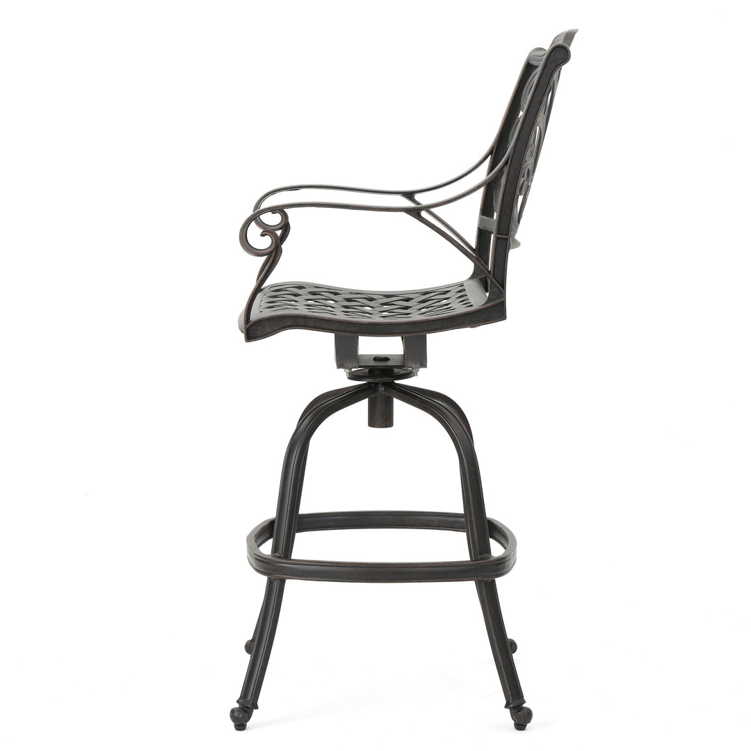 Christopher Knight Home Alfresco Outdoor Bronze Finished Cast Aluminum Barstools - Diamond Home USA