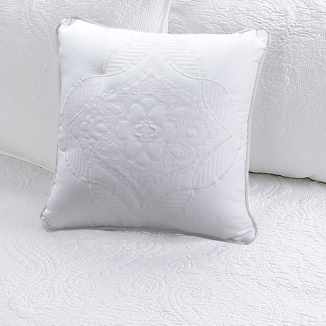 Cozy Line Solid White Chic Medallion Floral 6 Piece Cotton Daybed Quilt - Diamond Home USA