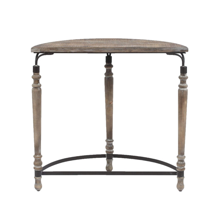 Robin Road Wood Rustic Half Moon Table Black Brown Farmhouse Semi-Circle Iron - Diamond Home USA