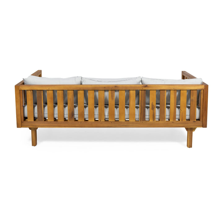 Outdoor 3-seat Acacia Daybed Grey Modern Contemporary Fabric Removable Light Gray+Teak