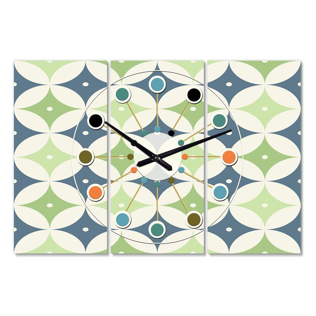 Retro Geometric Design V' Oversized Mid-Century Wall Clock - 3 Panels 36 in. - Diamond Home USA