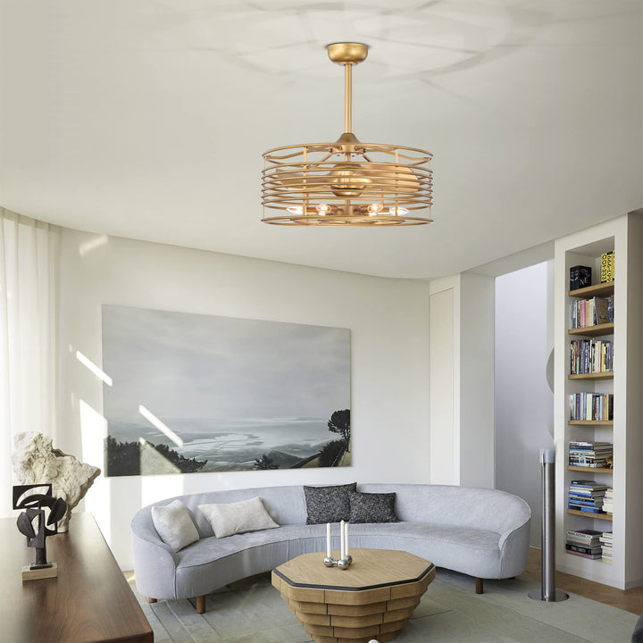 Warehouse of Tiffany Antler 23 Inch Gold Ceiling Fan Fanderlier 6 Light with - Diamond Home USA