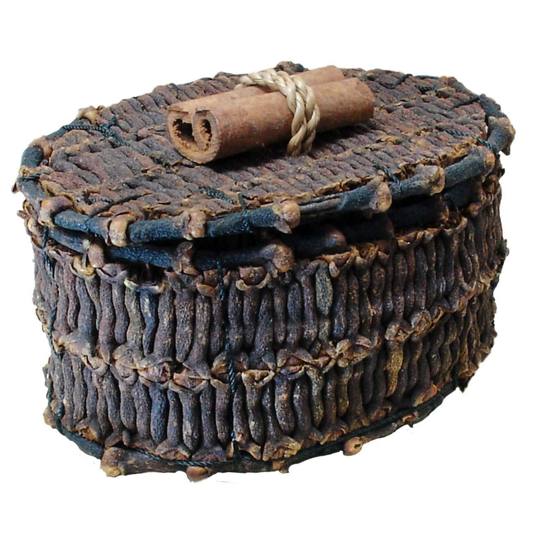 Handmade 3-inch Oval Decorative Clove And Cinnamon Box (Indonesia) Brown Rustic