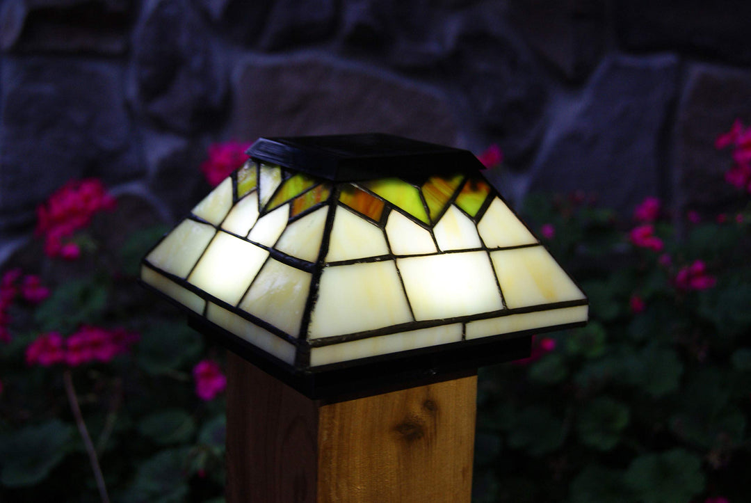Classy Caps WG322 Wellington Solar Post Cap - 2 Pack/Stained Glass - Diamond Home USA