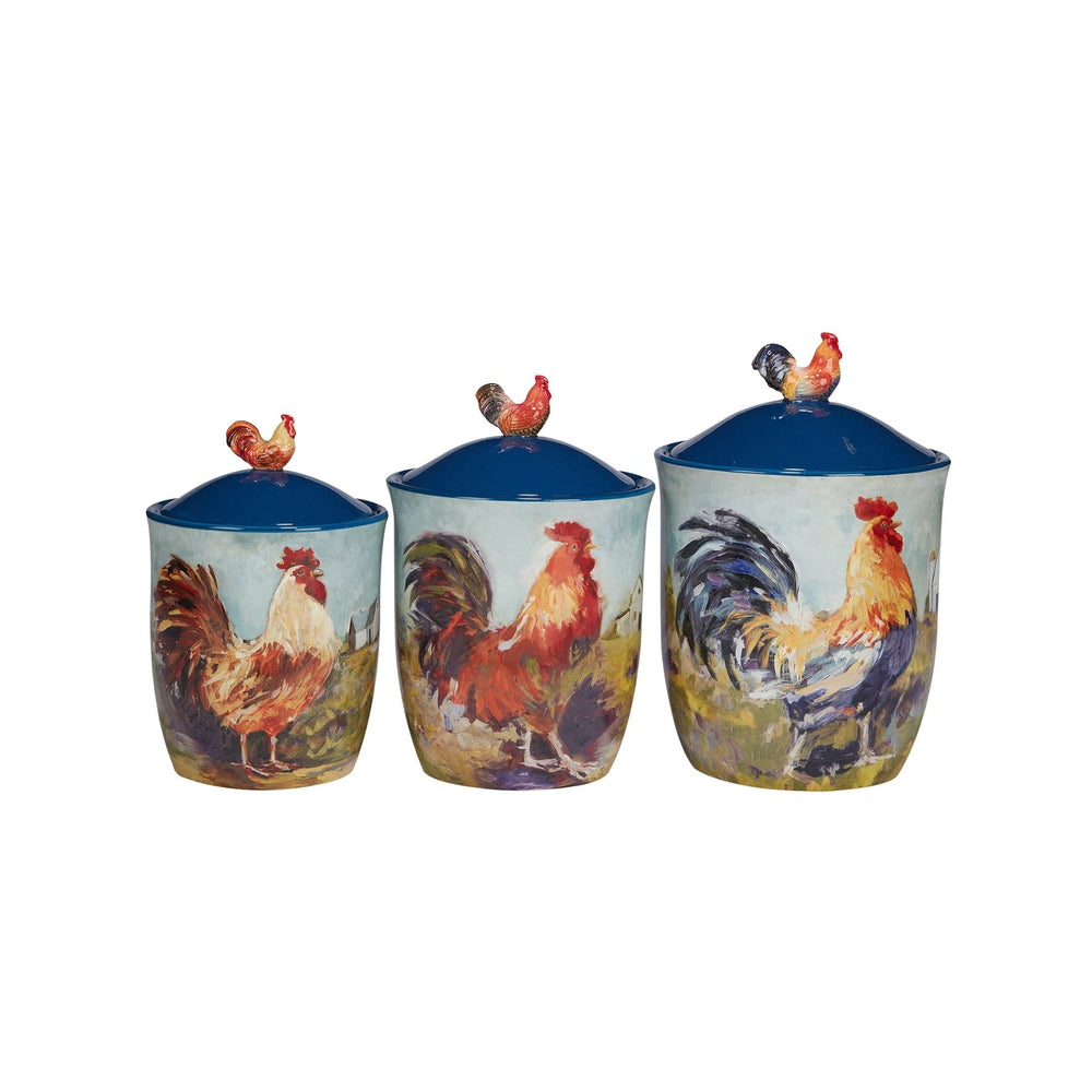 3-Piece Canister Set 52 Oz 74 96 Oz. Blue Green Multi Color Ceramic Non-Stick - Diamond Home USA