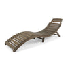 Christopher Knight Home Tycie Outdoor Acacia Wood Foldable Chaise Lounge Gray Grey Finish