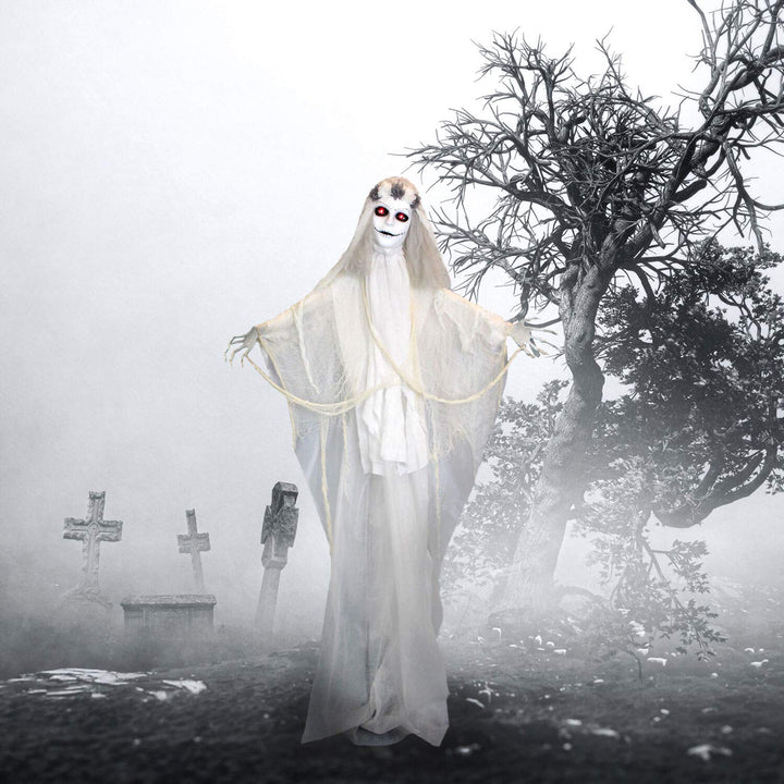Haunted Hill Farm Life-Size Scary Talking Ghost Bride Halloween Animatronic with - Diamond Home USA