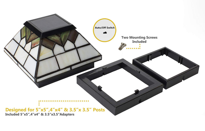 Classy Caps WG322 Wellington Solar Post Cap - 2 Pack/Stained Glass - Diamond Home USA