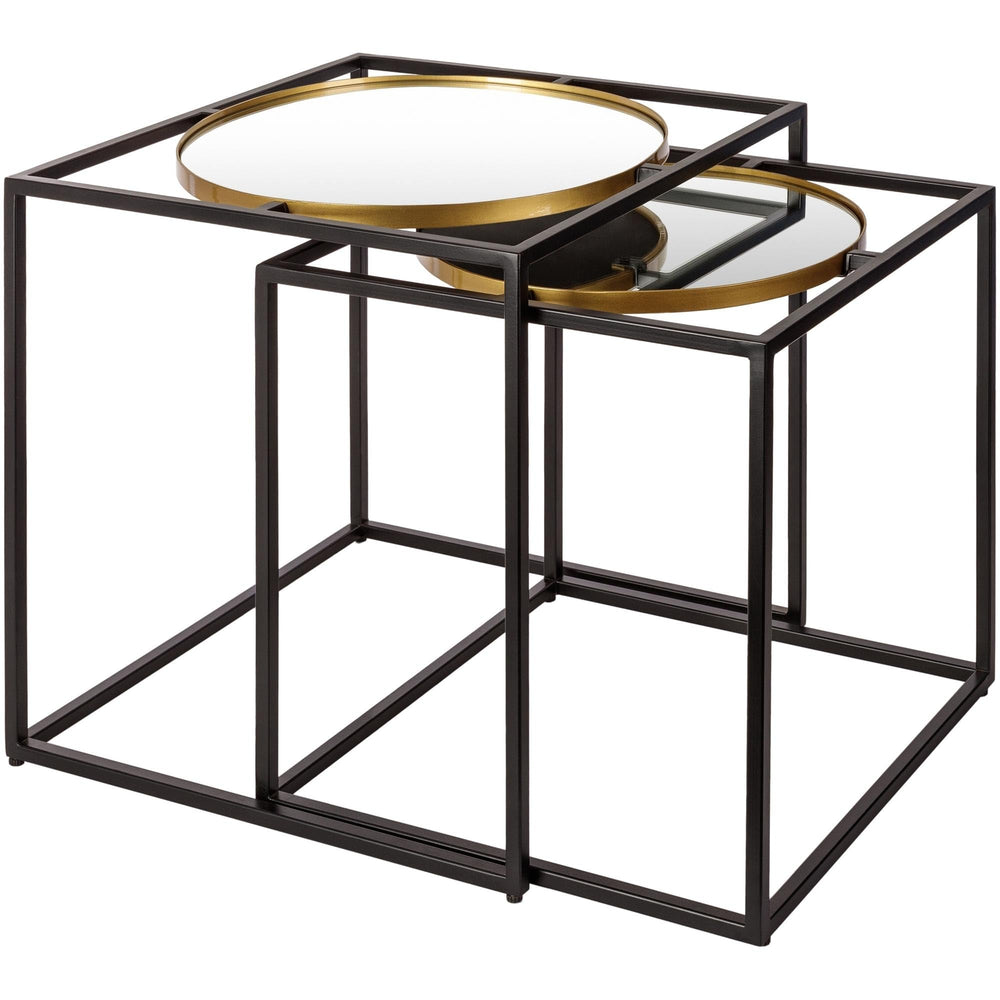 Nesting Mirrored End Tables 21" h X 21" w 21" d 19" h 19" w 19" d Black Modern - Diamond Home USA