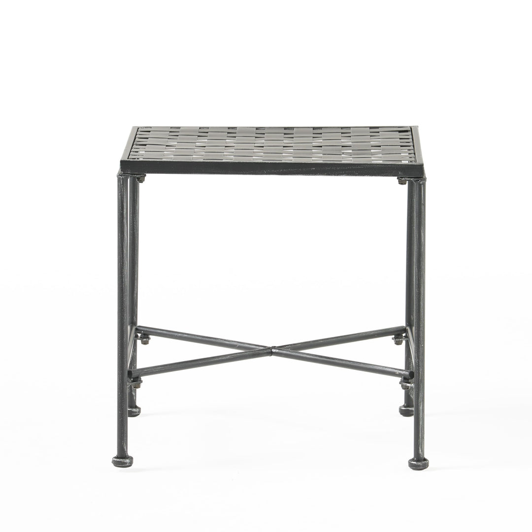 Christopher Knight Home Petra Iron End Table Black Brush Silver - Diamond Home USA