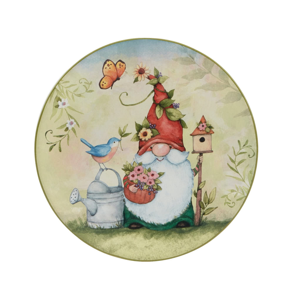 Garden Gnomes 9" Salad/dessert Plates Set Of 4 Assorted Designs 11' X Green - Diamond Home USA