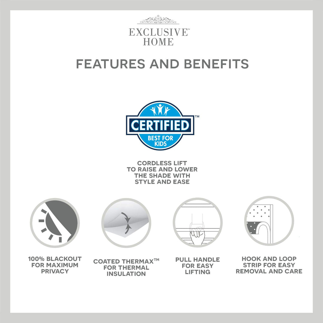 Exclusive Home Marseilles Damask 100% Blackout Roman Shade 27"x64" White - Diamond Home USA