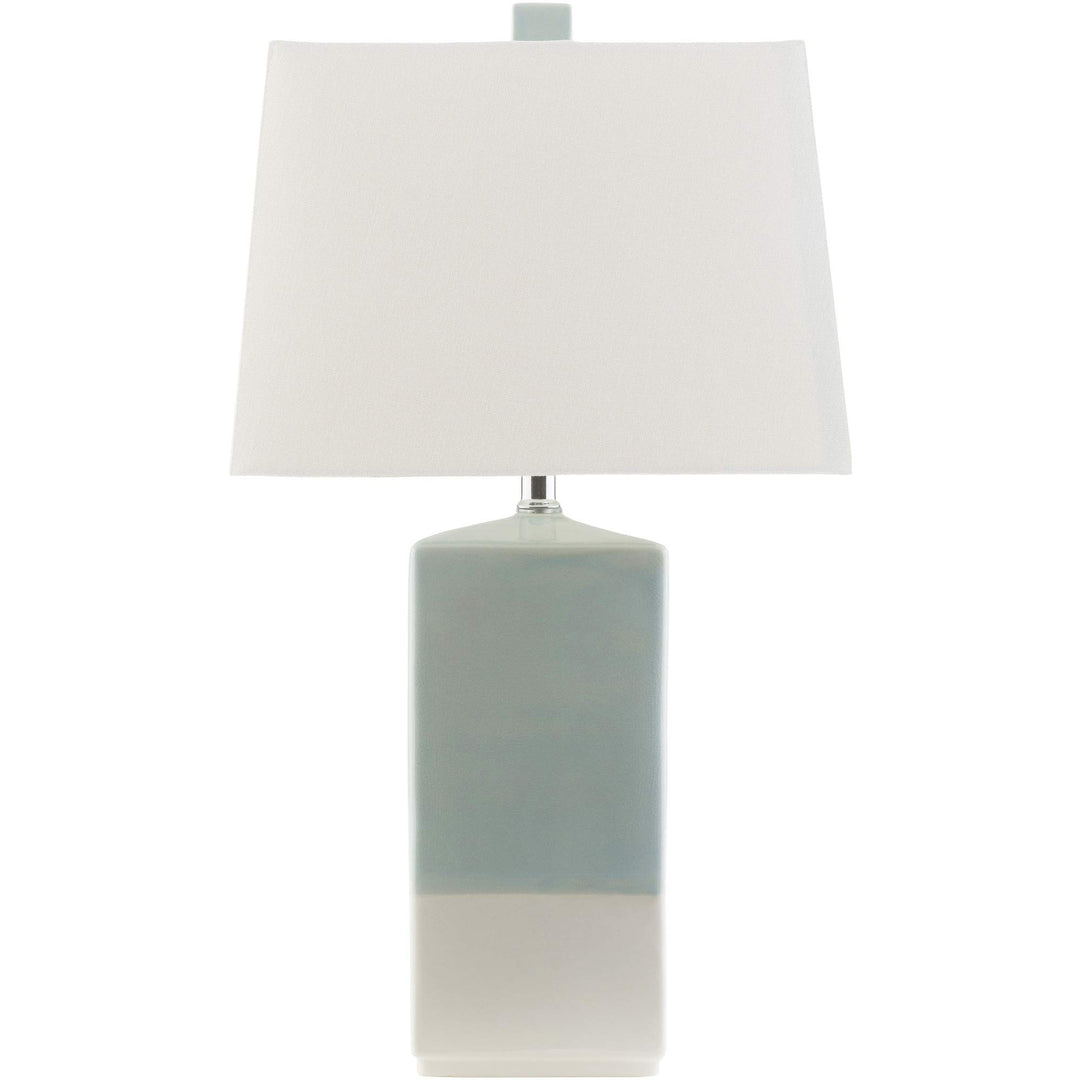 Rustic Table Lamp with Glazed Ceramic Base Blue Cream White Transitional Bulbs - Diamond Home USA